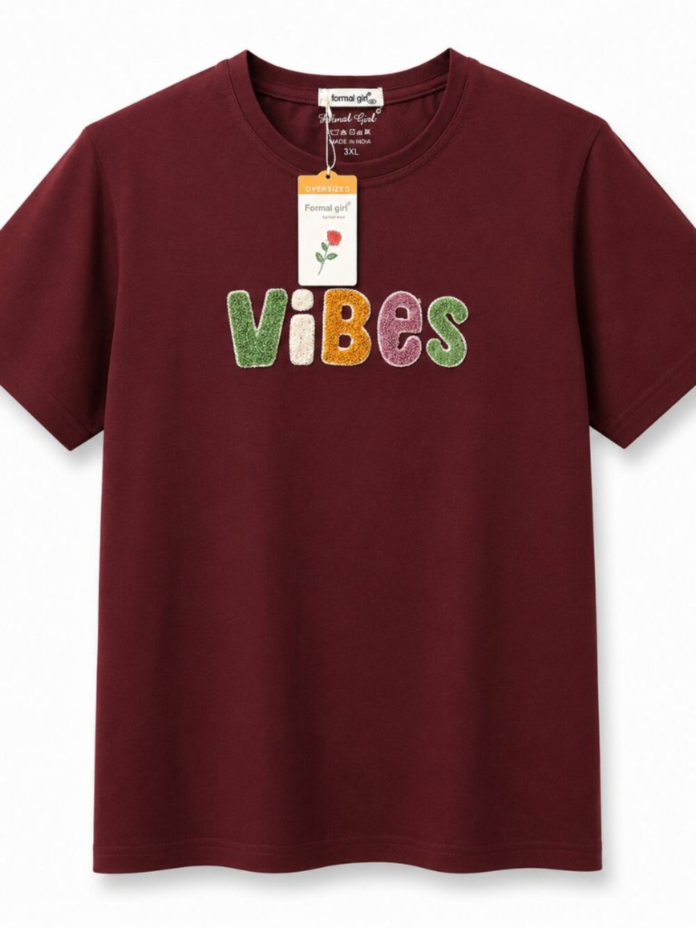 Women’s Burgundy Vibes Oversized Graphic T-Shirt NWT 3XL